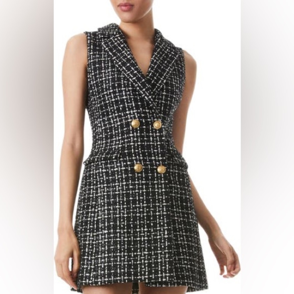 NEW Alice + Olivia Sleeveless Tweed Jordy Dress NWT